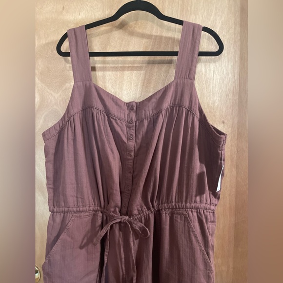 NWT Old Navy Womens Jumpsuit Tie Waist Twill Brown Mauve Wide Leg Romper XXL - Picture 7 of 7
